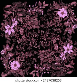 Patrón floral floral primavera flor ilustración vector tela textil diseño hoja hojas