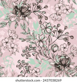 Pattern flower floral spring blossom illustration vector fabric textile design leaf leaves