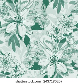 Pattern flower floral spring blossom illustration vector fabric textile design leaf leaves