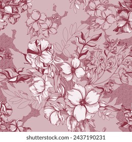 Muster Blume Blumenfrühlingsblüte Illustration Vektor Stoff Textildesign Blatt Blätter