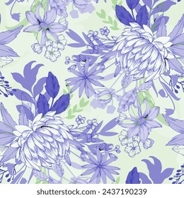 Patrón floral floral primavera flor ilustración vector tela textil diseño hoja hojas