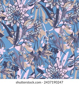 Pattern flower floral spring blossom illustration vector fabric textile design leaf leaves