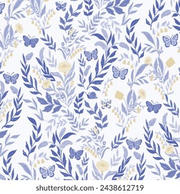 Patrón floral floral primavera flor ilustración vector tela textil diseño hoja hojas