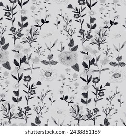 Patrón floral floral primavera flor ilustración vector tela textil diseño hoja hojas