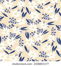 Muster Blume Blumenfrühlingsblüte Illustration Vektor Stoff Textildesign Blatt Blätter
