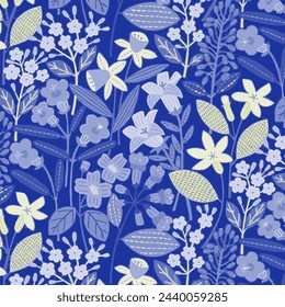 Muster Blume Blumenfrühlingsblüte Illustration Vektor Stoff Textildesign Blatt Blätter