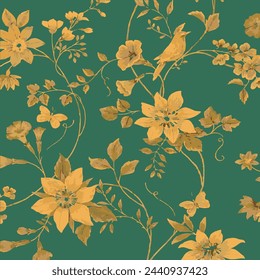 Muster Blume Blumenfrühlingsblüte Illustration Vektor Stoff Textildesign Blatt Blätter