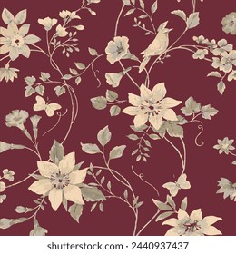 Pattern flower floral spring blossom illustration vector fabric textile design leaf leaves