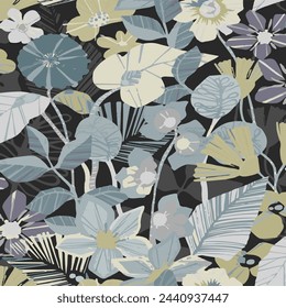 Patrón floral floral primavera flor ilustración vector tela textil diseño hoja hojas