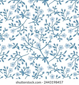 Patrón floral floral primavera flor ilustración vector tela textil diseño hoja hojas