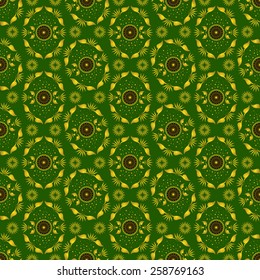 pattern flower gold color on  green background
