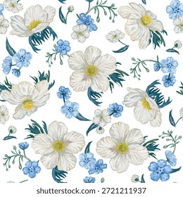 Patrón de dibujo de la mano de la flor con acuarela. Puede Editar de fondo desde el archivo eps
