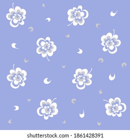 pattern, flower illustration, blue background, flowers background image, clothing, textiles, wrapping paper