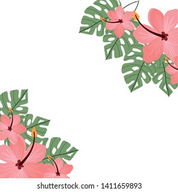 pattern with flower and leafs of summer