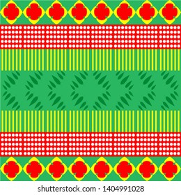 Pattern Flower Leaves Stripes Christmas Embroidery - Vector