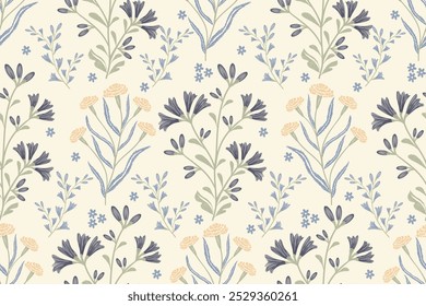 Pattern flower minimal variety pink blue pastel floral wallpaper background border vector illustration