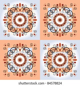 pattern with flower on square background
