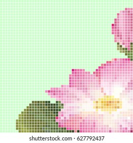 Pattern flower pixel tiles. Embroidery ,applique. Vector illustration.
