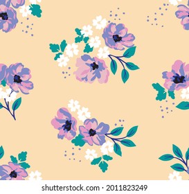 Pattern flower seamless garden vintage colorful background.