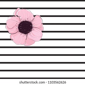 Pattern flower stripe white black