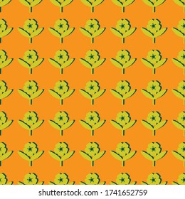 Pattern Flower Sunflowers Orange Background.