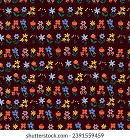 Pattern flowers, Abstract contemporary seamless pattern with hand drawn flower shapes, spots, dots and lines with textures