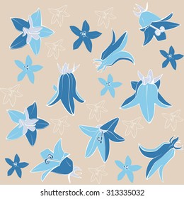 Pattern of flowers bells. Delicate, floral background.