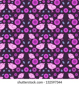 pattern of flowers and birds for your design