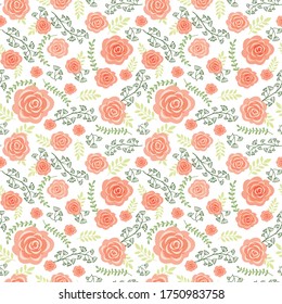 Muster von Blumen, Knospen und Blättern. Rosen, Pfingstrosen, Wildblumen. zum Bedrucken auf Stoff, Verpackungspapier, Papierbecher. Vorlage für Karten, Einladungen. Pastellfarben