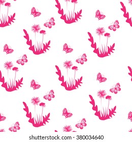 the pattern of flowers and butterflies