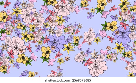 pattern with flowers and butterflies. Floral background.