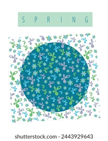 Pattern of flowers and butterflies. Title: spring