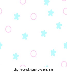 pattern of flowers and circles on a neutral background
