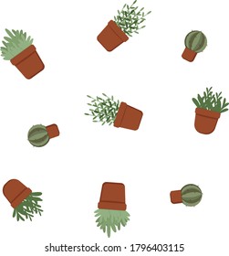 pattern of flowers in clay pots