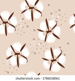 Patrón de las flores de algodón. Patrón sin brillo para el embalaje lindo, la ropa. Concepto textil, florística. Vector.