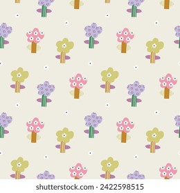 Сute pattern with flowers. Creative floral background. Great for fabric, textile.Vector Illustration