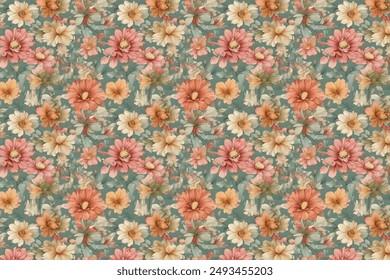 pattern of flowers design for textile , on background . classic  vector seamless pattern 