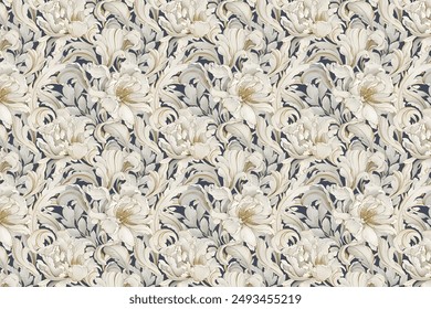 pattern of flowers design for textile , on background . classic  vector seamless pattern 