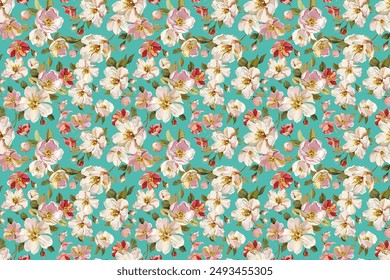 pattern of flowers design for textile , on background . classic  vector seamless pattern 