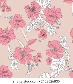 pattern flowers girl texture palm
