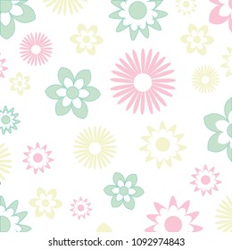 Pattern with flowers. Hand drawn flower background for design and decoration textile, fabric, gift wrap, wall art design.