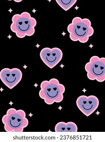 pattern flowers heart cute smile 