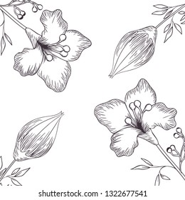 pattern flowers and leafs isolated icon