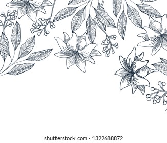 pattern flowers and leafs isolated icon