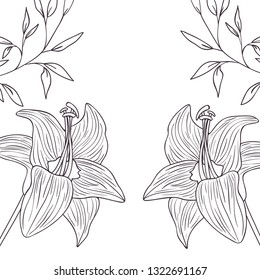 pattern flowers and leafs isolated icon