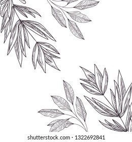 pattern flowers and leafs isolated icon
