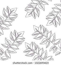 pattern flowers and leafs isolated icon
