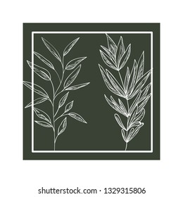 pattern flowers and leafs isolated icon