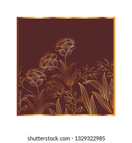 pattern flowers and leafs isolated icon
