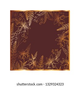 pattern flowers and leafs isolated icon